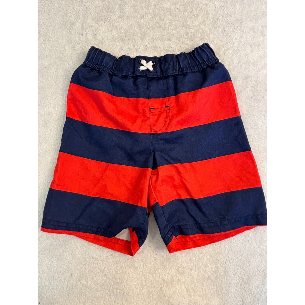 Circo Boys Navy Blue Red Striped Swim Trunks Board Shorts Size 4T